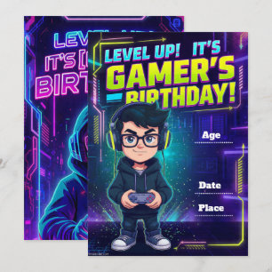Invitation d'anniversaire pour un adolescent gamer