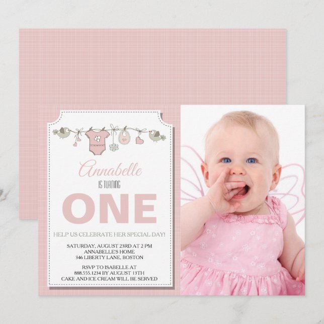 Invitation d'anniversaire pour un an (Devant / Derrière)