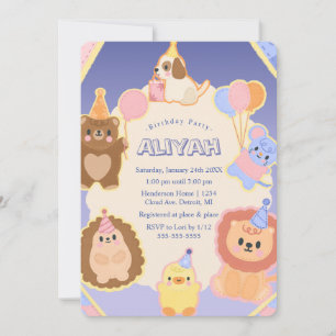 Invitation d'anniversaire pour un animal mignon