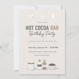 Invitation d'anniversaire pour un bar de cacao cha