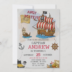 Invitation d'anniversaire pour un bateau pirate Ah