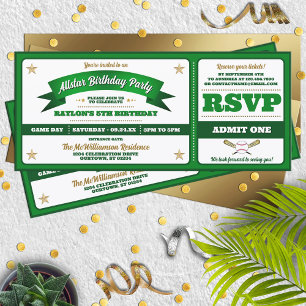 Invitation d'anniversaire pour un billet de baseba