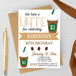 Invitation d'anniversaire pour un café au lait mig