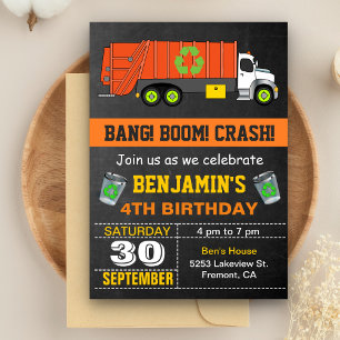 Invitation d'anniversaire pour un camion de recycl