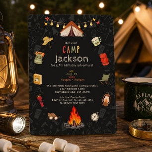 Invitation d'anniversaire pour un campement d'enfa