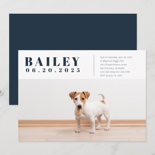 Invitation d'anniversaire pour un chien de marionn (Devant / Derrière)