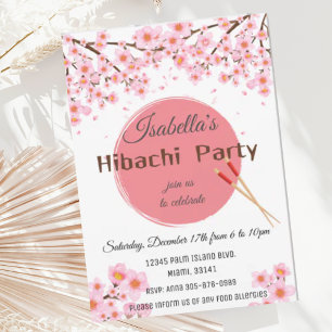 Invitation d'anniversaire pour un dîner hibachi ja