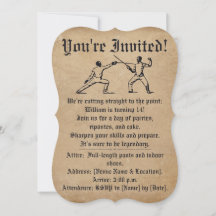 Invitation d'anniversaire pour un duel d'escrime P