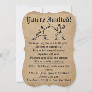 Invitation d'anniversaire pour un duel d'escrime P