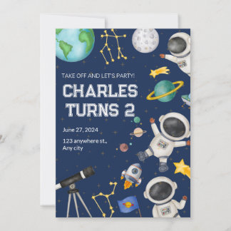 Invitation d'anniversaire pour un petit astronaute