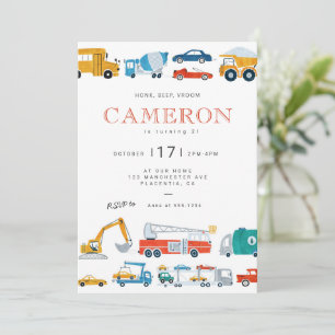 Invitation d'anniversaire pour un transport en vil