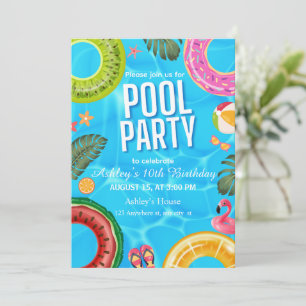Invitation d'anniversaire pour une fête à la pisci