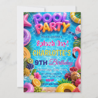 Invitation d'anniversaire pour une fête à la pisci
