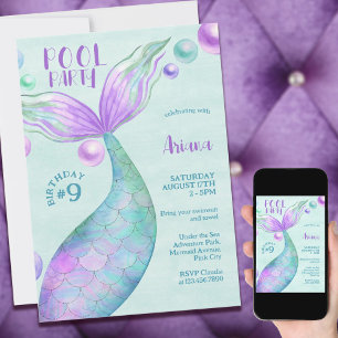 Invitation d'anniversaire pour une fête à la pisci