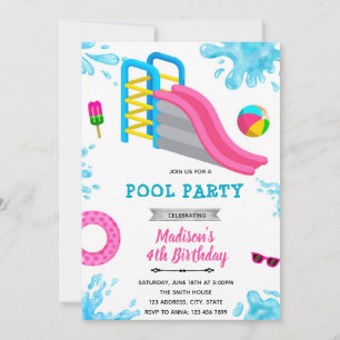 Invitation d'anniversaire pour une fête avec tobog