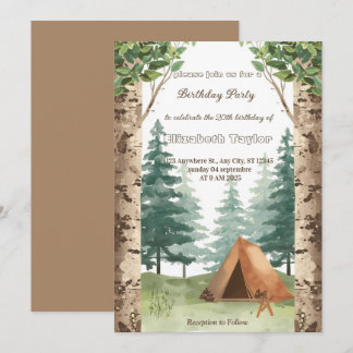 Invitation d'anniversaire pour une fête de camping