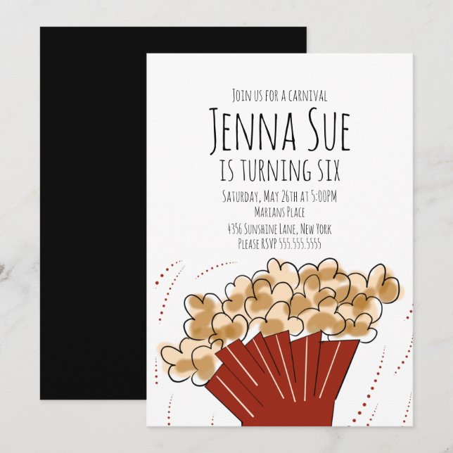 Invitation d'anniversaire pour une fête de cinéma  (Devant / Derrière)
