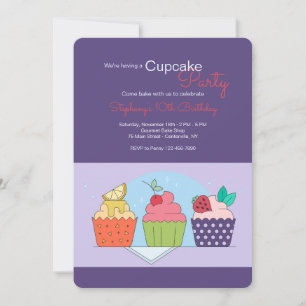 Invitation d'anniversaire pour une fête de Cupcake