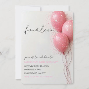 Invitation d'anniversaire pour une fille, ballon r
