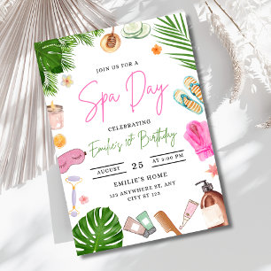 Invitation d'anniversaire pour une journée au spa,