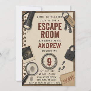 Invitation d'anniversaire pour une salle d'évasion