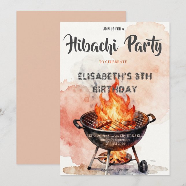 Invitation d'anniversaire pour une soirée de dîner (Devant / Derrière)