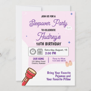 Invitation d'anniversaire pour une soirée pyjama