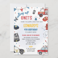 Invitation d'anniversaire pour véhicules d'urgence