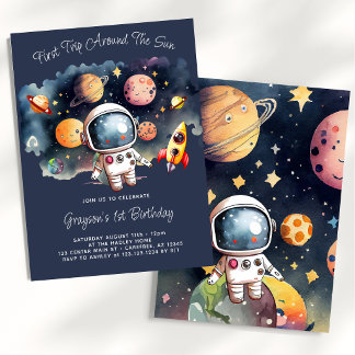 Invitation d'anniversaire Premier Bleu Planètes Es