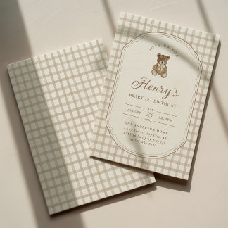 Invitation d'anniversaire premier ours Beary