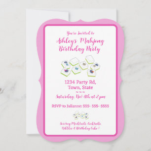 Invitation d'anniversaire Pretty Pink Mahjong