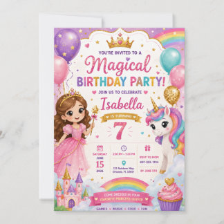 Invitation d'anniversaire Princesse Licorne | Magi