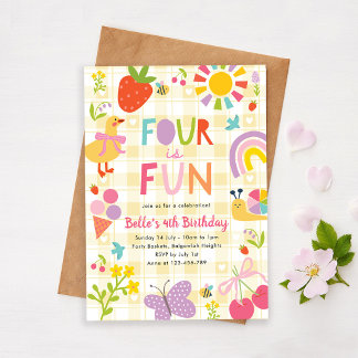 Invitation d'anniversaire Quatre ans est Amusant,