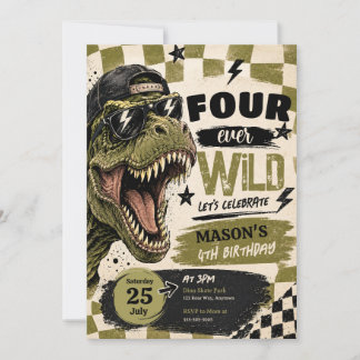 Invitation d'anniversaire Quatre Toujours Sauvage