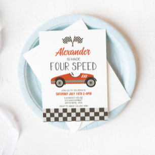 Invitation d'anniversaire quatre vitesses voiture 