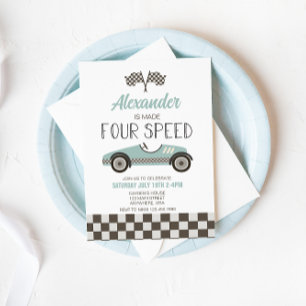 Invitation d'anniversaire quatre vitesses voiture 