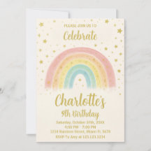 Invitation d'anniversaire Rainbow moderne