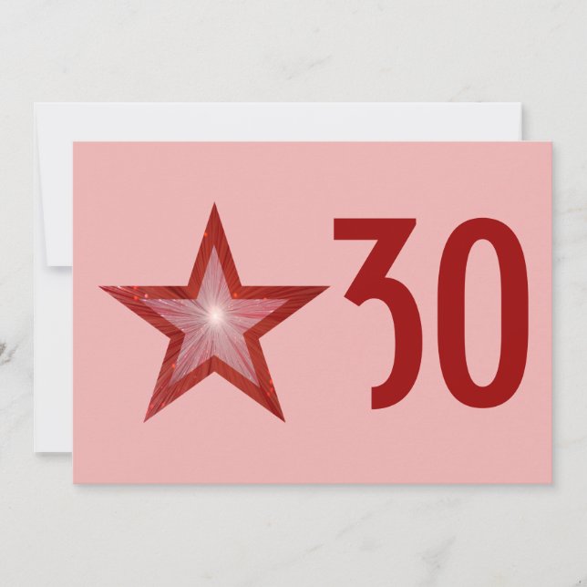 Invitation d'anniversaire Red Star 'Age rose (Devant)