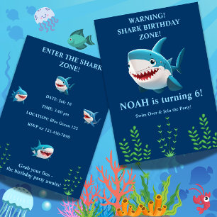 Invitation d'anniversaire requin garçon Modifiab