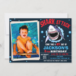 Invitation d'anniversaire Requin Photo Attaque de