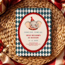 Invitation d'anniversaire rétro Carnaval du cirque