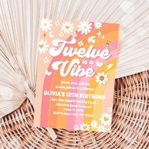 Invitation d'anniversaire Rétro Groovy pour les 12