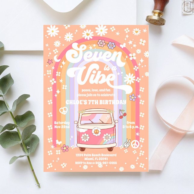 Invitation d'anniversaire rétro hippie (Créateur téléchargé)