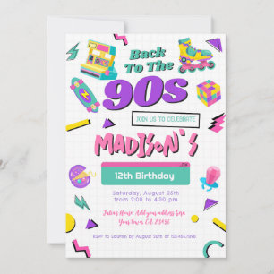 Invitation d'anniversaire rétro, imprimée ou numér