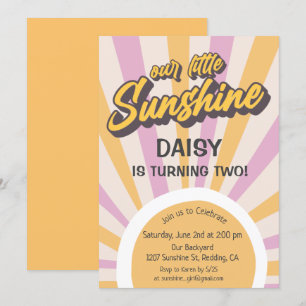 Invitation d'anniversaire rétro soleil d'été