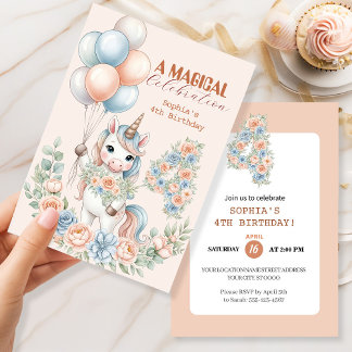Invitation d'anniversaire Rêves de Licorne