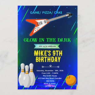 Invitation d'anniversaire Rock and Bowling