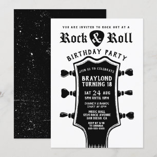 Invitation d'anniversaire Rock N Roll à la guitare