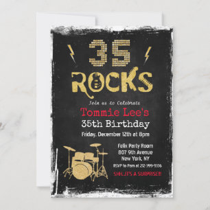 Invitation d'anniversaire Rock Star 35 Rocks