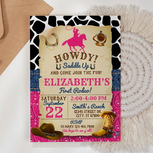 Invitation d'anniversaire Rodeo Cowgirl